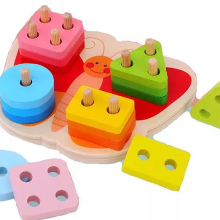 Montessori Wooden Educational Toys for Kids, Baby Shape Color Sorting Block Puzzles
