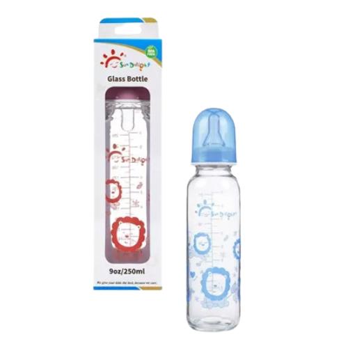 Heat Resistant Standard Neck 9oz 250ml Glass Baby Feeding Bottles